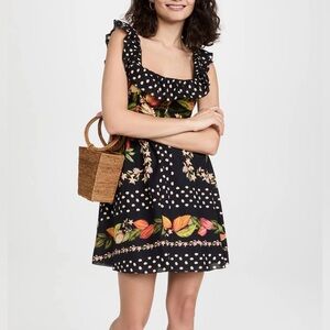 FARM Rio Black Tropical Floral Polka Dot Mini Dress | Size S